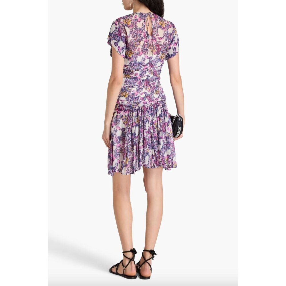 Iro Janek Patterned Chiffon Mini Dress Purple Womens Size FR 36 US 4 - Picture 4 of 11